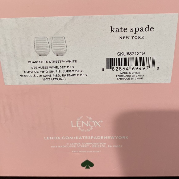 kate spade Dining New Kate Spade Charlotte Street Stemless Wine